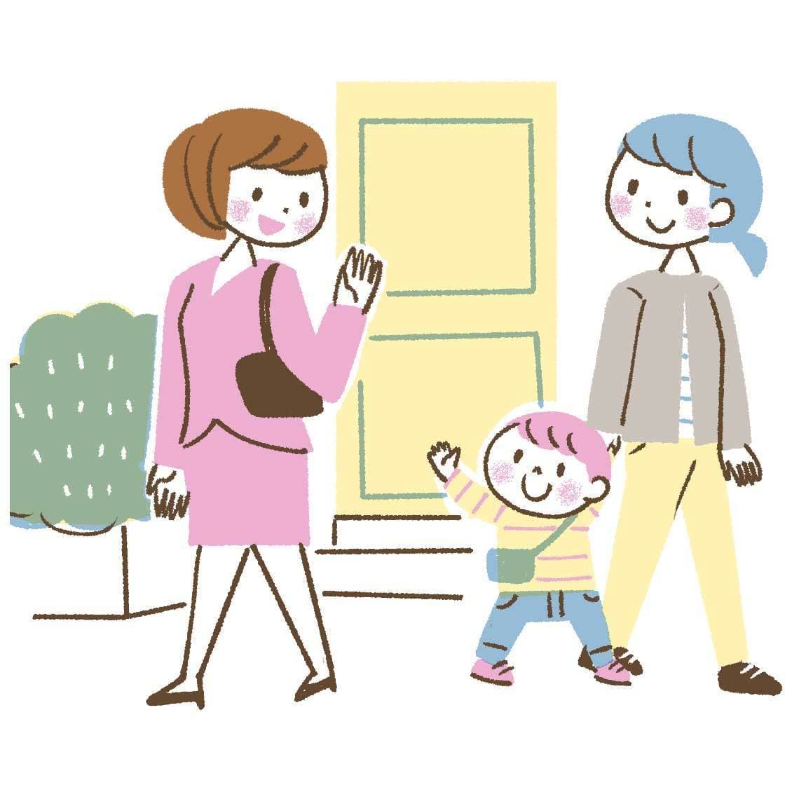 保育施設への送迎イメージイラスト